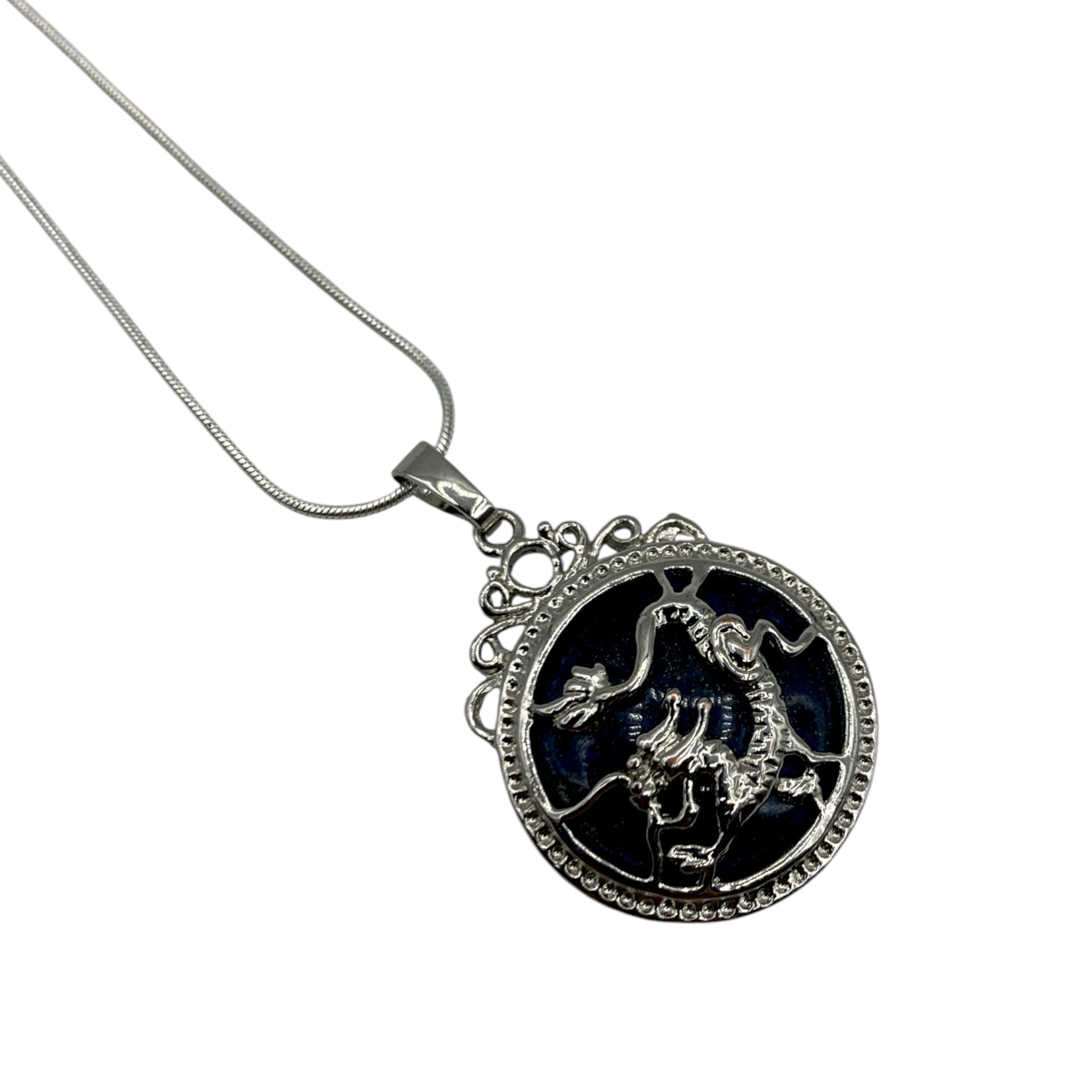 Necklace - Lapis Lazuli Dragon Medallion $40
